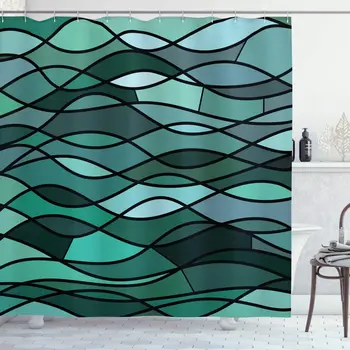 Teal Shower Curtain Abstract Mosaic Waves Ocean Inspired Expressionist Pattern Marine Design Image Bathroom Decor Set with Hooks
Teal Shower Curtain Abstract Mosaic Waves Ocean Inspired Expressionist Pattern Marine Design Image Bathroom Decor Set with Hooks