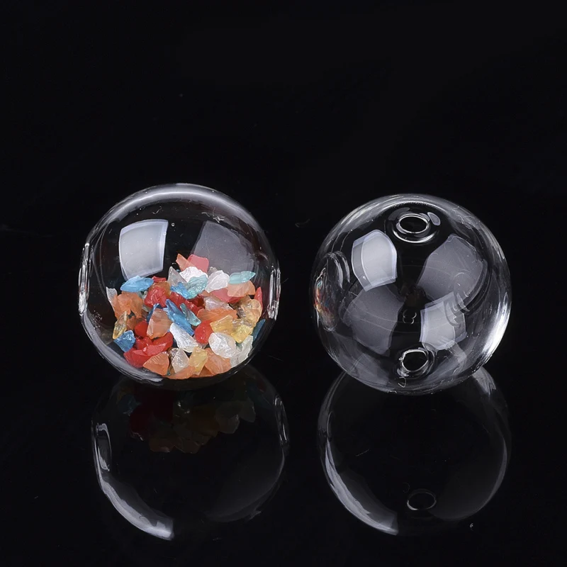 Фото Прозрачный круглый шар из полого стекла с двойным отверстием - купить
