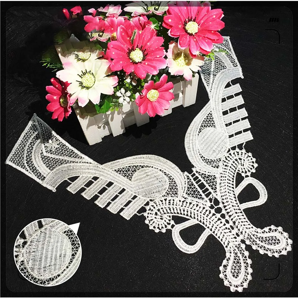 Белые винтажные кружевные воротники с цветочной вышивкой свадебные для шитья