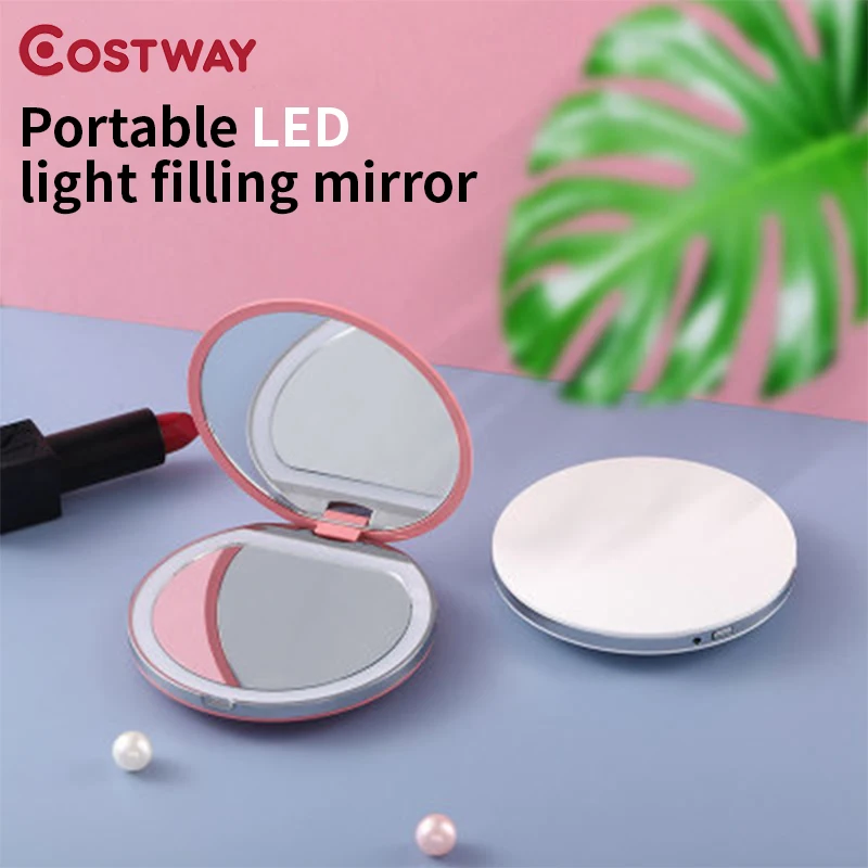 COSTWAY 1pc Portable Makeup Mini Mirror LED Lighted Folding Round 3x Magnifying Cosmetic Travel Photo Fill Light Small Mirrors
COSTWAY 1pc Portable Makeup Mini Mirror LED Lighted Folding Round 3x Magnifying Cosmetic Travel Photo Fill Light Small Mirrors