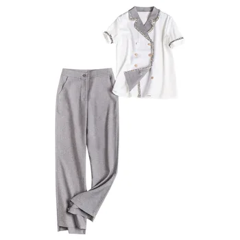 Summer Set Ladies 2020 Fashion Patchwork Turndown collar Short sleeve Double Breasted Top + Pant 2 Piece Set Women
Summer Set Ladies 2020 Fashion Patchwork Turndown collar Short sleeve Double Breasted Top + Pant 2 Piece Set Women