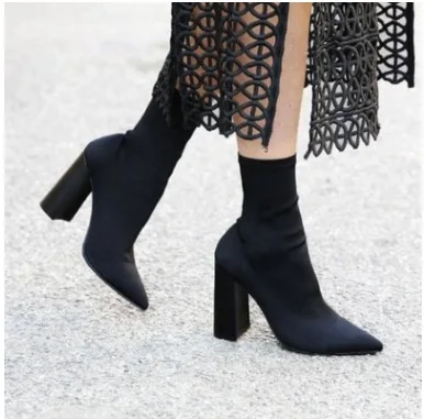 Teahoo Slim Stretch Ankle Boots for Women Pointed Toe Sock Boots Square High Heel Boots Shoes Woman Fashion Bota Feminina
Teahoo Slim Stretch Ankle Boots for Women Pointed Toe Sock Boots Square High Heel Boots Shoes Woman Fashion Bota Feminina