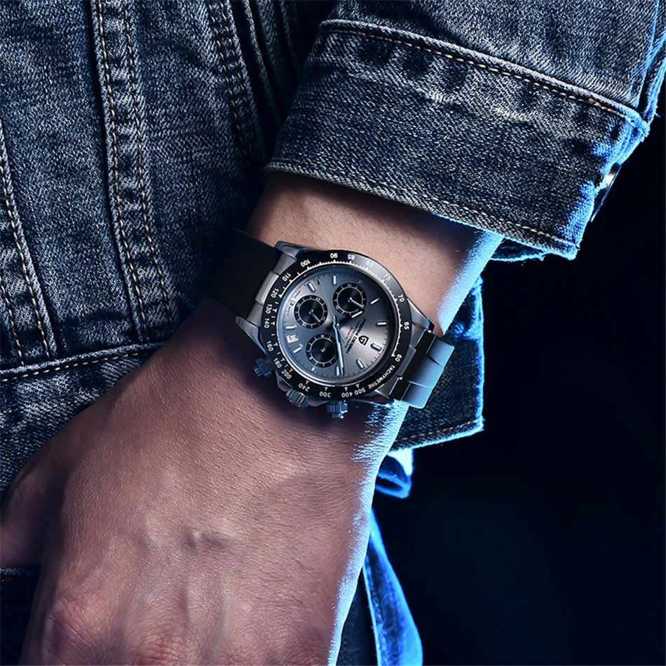 2020 New PAGANI DESIGN Luxury Brand Mens Sports Watches Waterproof Chronograph Japan VK63 Quartz Movement Watch Rubber Strap