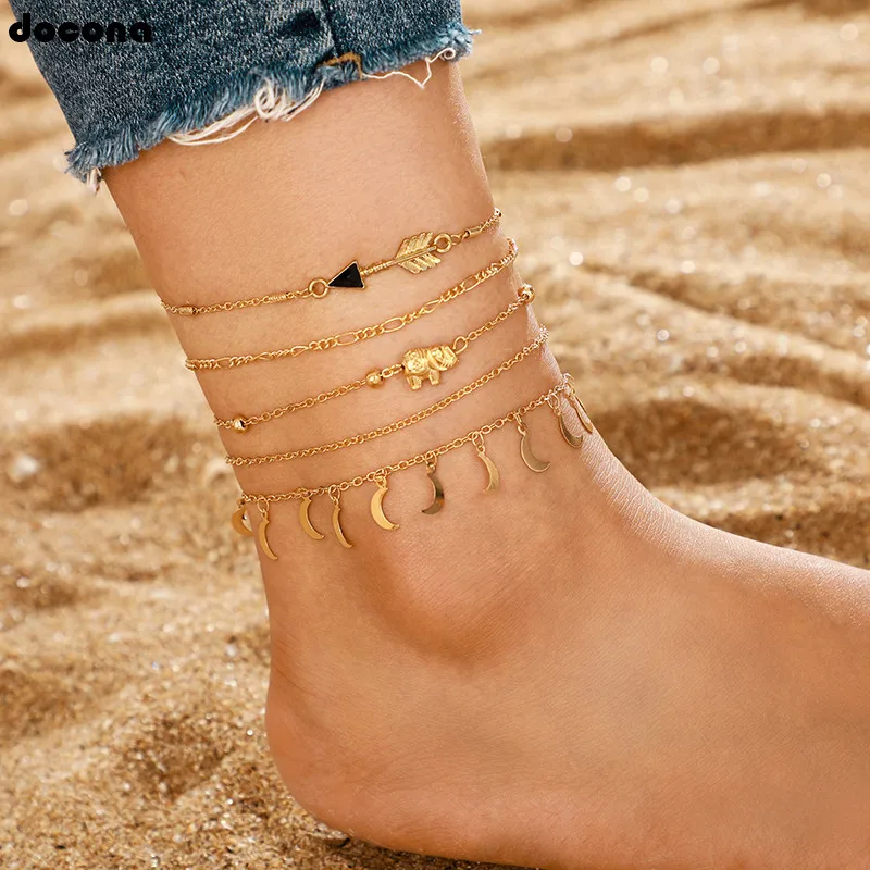 docona Punk Gold Arrow Elephant Moon Multi Layer Anklet Set for Women Girl Metal Geometric Charms Anklet Foot Chains 8634
docona Punk Gold Arrow Elephant Moon Multi Layer Anklet Set for Women Girl Metal Geometric Charms Anklet Foot Chains 8634