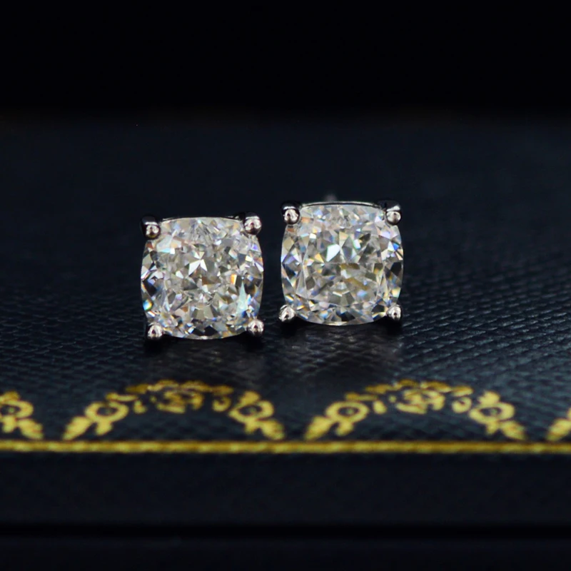 925 sterling silver Exquisite 6*6MM Sparkling AAAAA+ Zircon stud earrings for women Top quality Ladies Wedding party jewelry