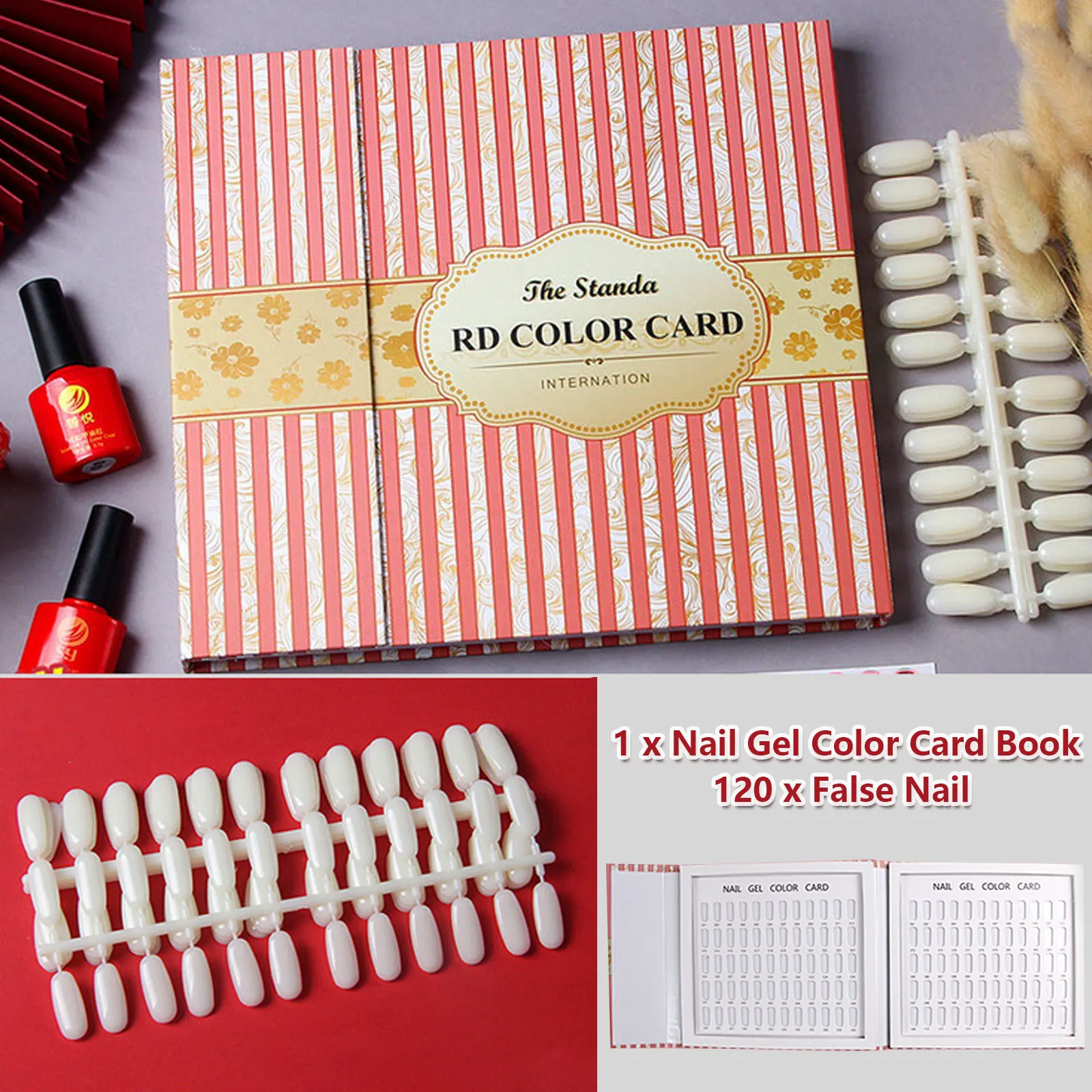 120 Colors False Nail Color Display Book Art Gel Polish Card Magnetic Chart Palette with 120pcs |