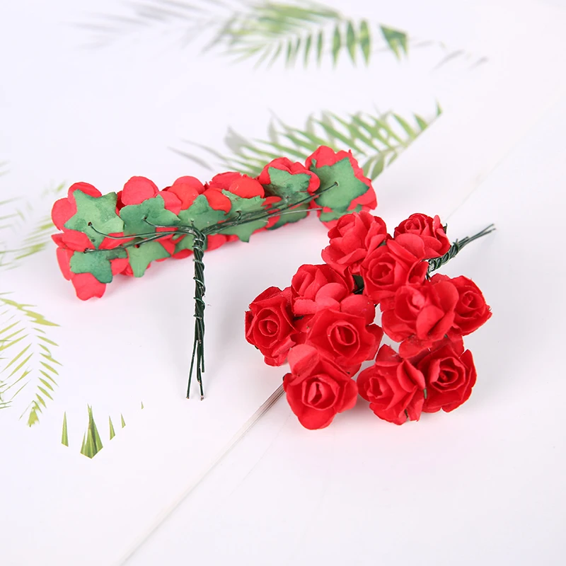 144 шт. 1 5 см мини кружевная бумажная Роза искусственный свадебный цветок