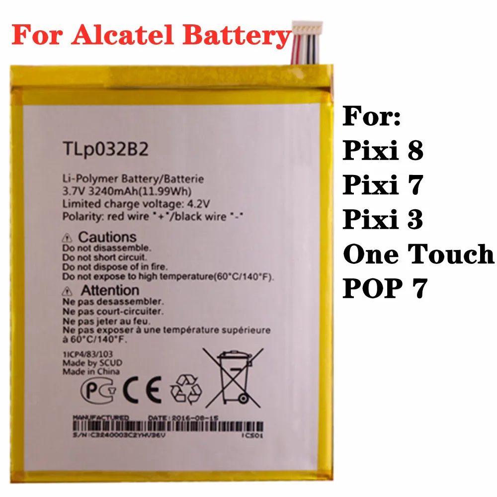 Фото 3240 мА/ч TLp032B2 Батарея для ALCATEL One touch Pop 7 P310 P310A Pixi 3 рixi 8 9006W WiFi OT-9015W планшет телефон |