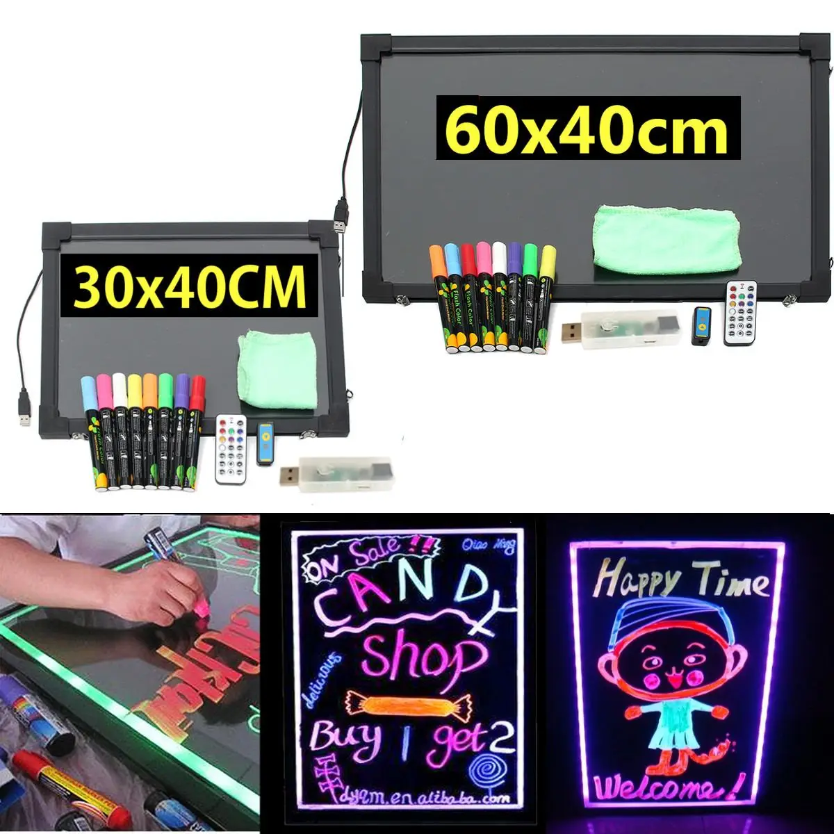 60/30cm Neon LED Writing Board Erasable LED Message Menu Flashing luminated advertising panel Writing Sign Board + 8 Highlighter
60/30cm Neon LED Writing Board Erasable LED Message Menu Flashing luminated advertising panel Writing Sign Board + 8 Highlighter