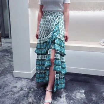 Women's Ruffled Layered Midi Skirts Printed Split Mid-length Spring Summer Ladies Mid-Calf Skirt New 2020
Women's Ruffled Layered Midi Skirts Printed Split Mid-length Spring Summer Ladies Mid-Calf Skirt New 2020