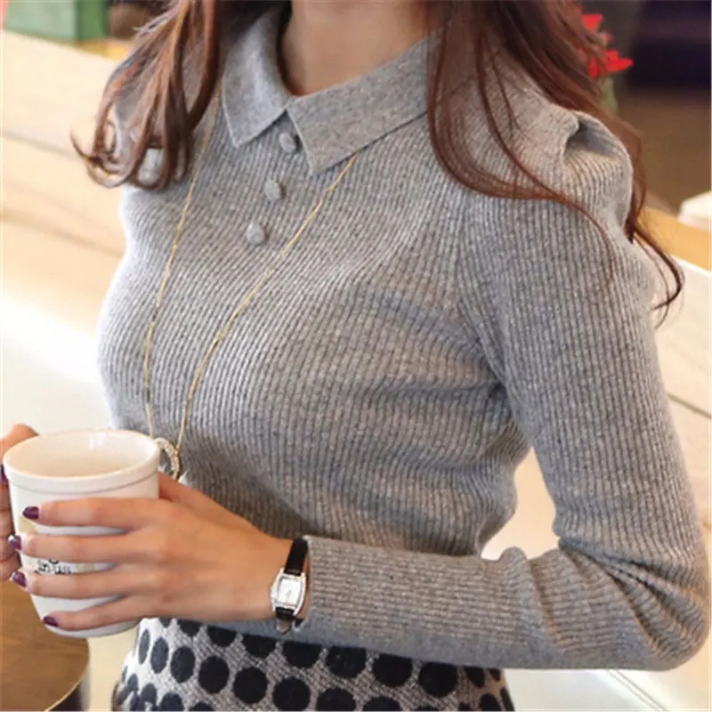 Women Sweater 2016 New Fashion Casual Spring Autumn Women Solid Color Buttons Work Office Pullover Slim Knitted Sweaters 
Women Sweater 2016 New Fashion Casual Spring Autumn Women Solid Color Buttons Work Office Pullover Slim Knitted Sweaters