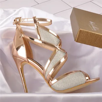 Onlymaker Women's 12cm Peep Toe High Heel Glitter Cut Out Gold Evening Party Sandals Ankle Strap For Summer
Onlymaker Women's 12cm Peep Toe High Heel Glitter Cut Out Gold Evening Party Sandals Ankle Strap For Summer