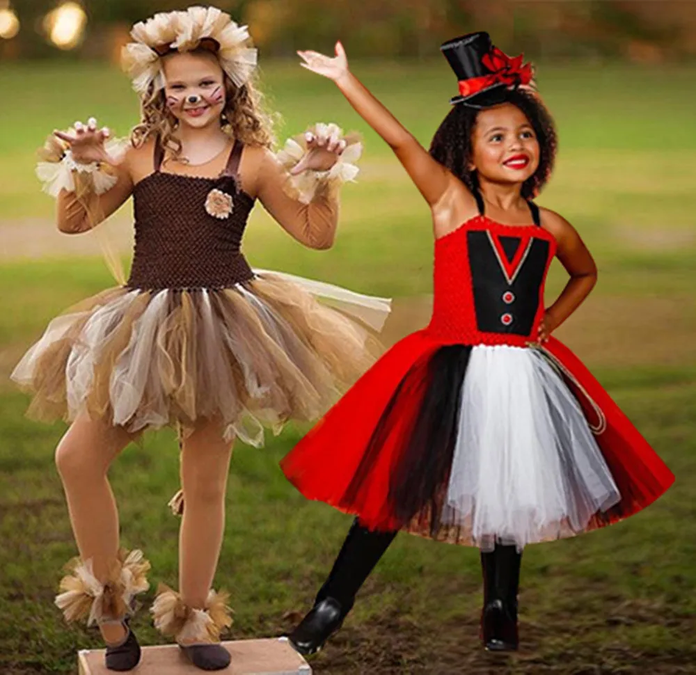 Платье пачка для девочек с изображением цирка льва карнавальные костюмы платье