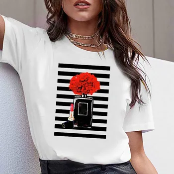 Women Clothes Print Flower Perfume Bottle Sweet Short Sleeve Tshirt Printed Women Shirt T Female T-shirt Top Casual Woman Tee 
Women Clothes Print Flower Perfume Bottle Sweet Short Sleeve Tshirt Printed Women Shirt T Female T-shirt Top Casual Woman Tee