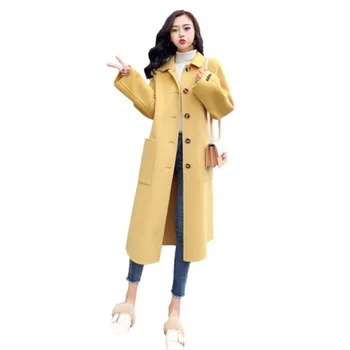 Yellow Loose Dames Jassen Winter Coat Women Long 2019 Popular Overknee Woollen Overcoat Unique Manteau Femme Hiver Windbreaker 
Yellow Loose Dames Jassen Winter Coat Women Long 2019 Popular Overknee Woollen Overcoat Unique Manteau Femme Hiver Windbreaker
