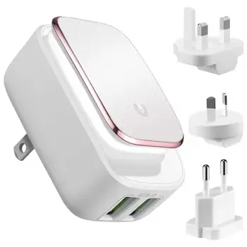 UK/AU/EU Travel Adapter 2 USB Ports Charging 3 Interchangeable Wall Charger LED Touch Night Light for IPhone IPad Smart Phones
UK/AU/EU Travel Adapter 2 USB Ports Charging 3 Interchangeable Wall Charger LED Touch Night Light for IPhone IPad Smart Phones