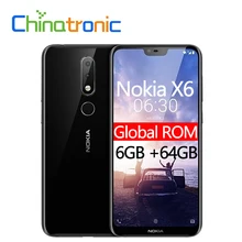 Global ROM Nokia X6 6,1 Plus 6GB 64GB 4G FDD LTE teléfono móvil 5,8 "19:9 FHD + Snapdragon 636 Octa-core 3060mAh huella dactilar(China)