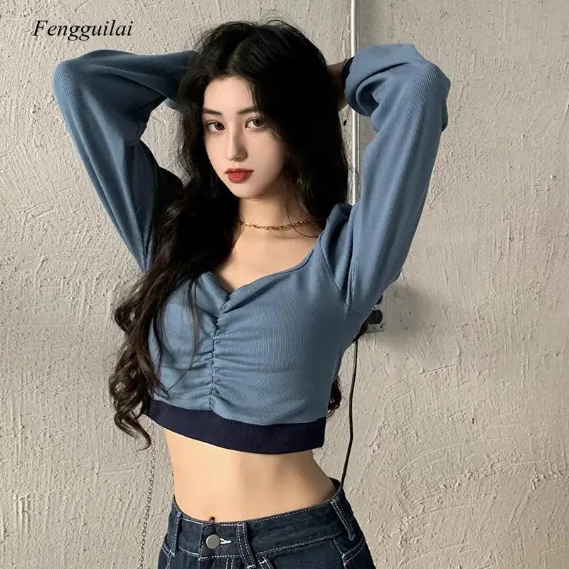 Spring and Autumn Design Square Collar Long Sleeve T-Shirt Slim Short Open Navel Top Female
Spring and Autumn Design Square Collar Long Sleeve T-Shirt Slim Short Open Navel Top Female