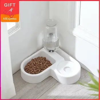 

500ml Bottle Drinking Kitten Dogs Products Pet Cat Feeder Bowl Dog Automatic Water Double Bowls Food Wall Corner Save Space Cats