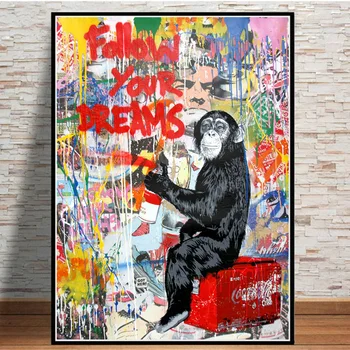 Abstract Follow Your Dreams Graffiti Canvas Paintings Monkey Street Art Posters And Prints Animals Wall Pictures Room Decoration
Abstract Follow Your Dreams Graffiti Canvas Paintings Monkey Street Art Posters And Prints Animals Wall Pictures Room Decoration