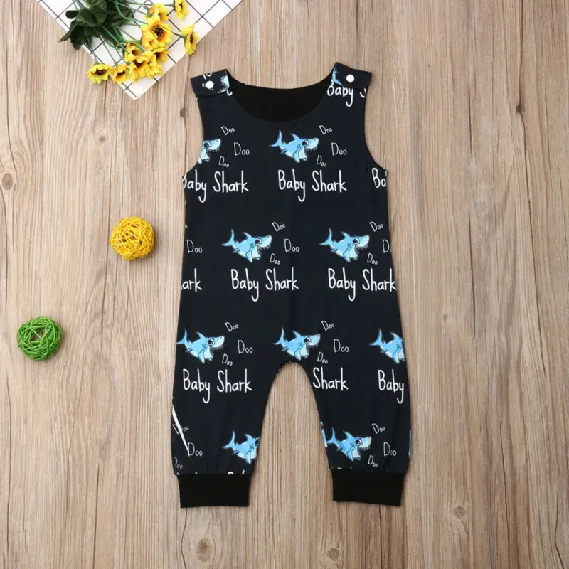 Фото 0-24M Baby Boy Clothes Boys Shark Romper Newborn Jumpsuit Kids Outfits Kid Sleeveless Rompers Overall Sunsuit | Мать и ребенок