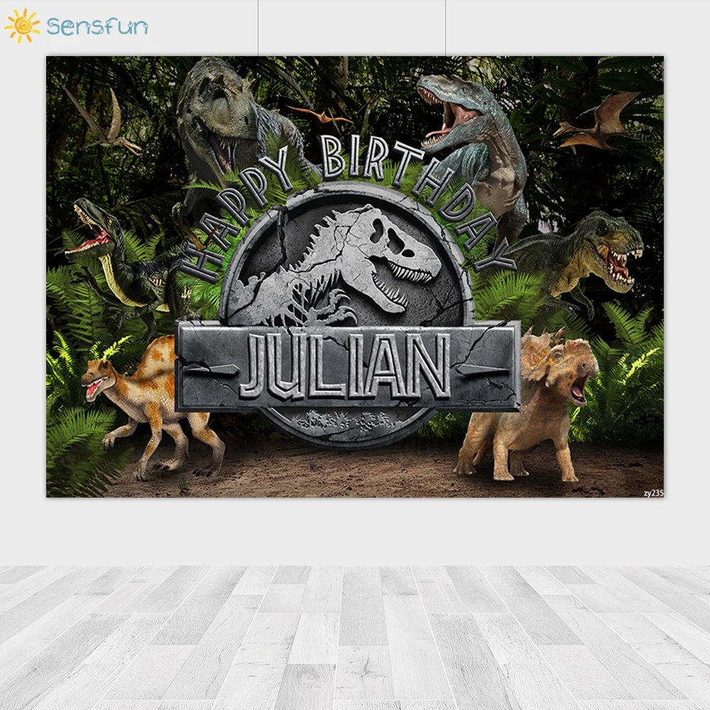 Sensfun Vinyl Customize Photo Background Jurassic Dinosaur Children Birthday Party Photography Backgrop Party Decoration 7X5FT Sensfun Vinyl Customize Photo Background Jurassic Dinosaur Children Birthday Party Photography Backgrop Party Decoration 7X5FT