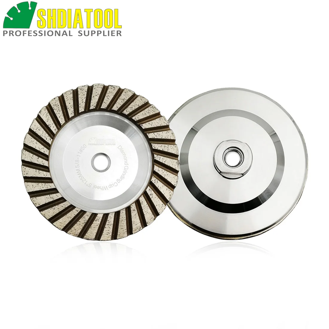 SHDIATOOL 2pcs Dia 125mm/5inch 5/8-11 Thread Aluminum Based Diamond Grinding Cup Wheel For Granite Marble Concrete
SHDIATOOL 2pcs Dia 125mm/5inch 5/8-11 Thread Aluminum Based Diamond Grinding Cup Wheel For Granite Marble Concrete