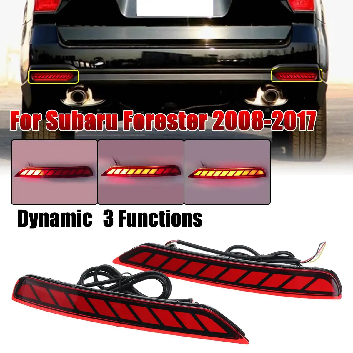 3 Functions LED Rear Bumper Reflector Light Red Day Running Light Brake Fog Trim Molding Tail Lamp For Subaru Forester 2008-2017
3 Functions LED Rear Bumper Reflector Light Red Day Running Light Brake Fog Trim Molding Tail Lamp For Subaru Forester 2008-2017