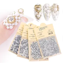 1 paquete de accesorios de diseño de manicura de Joyería de diamantes de cristal brillantes para decoración de uñas en 3D blanco de porcelana(China)