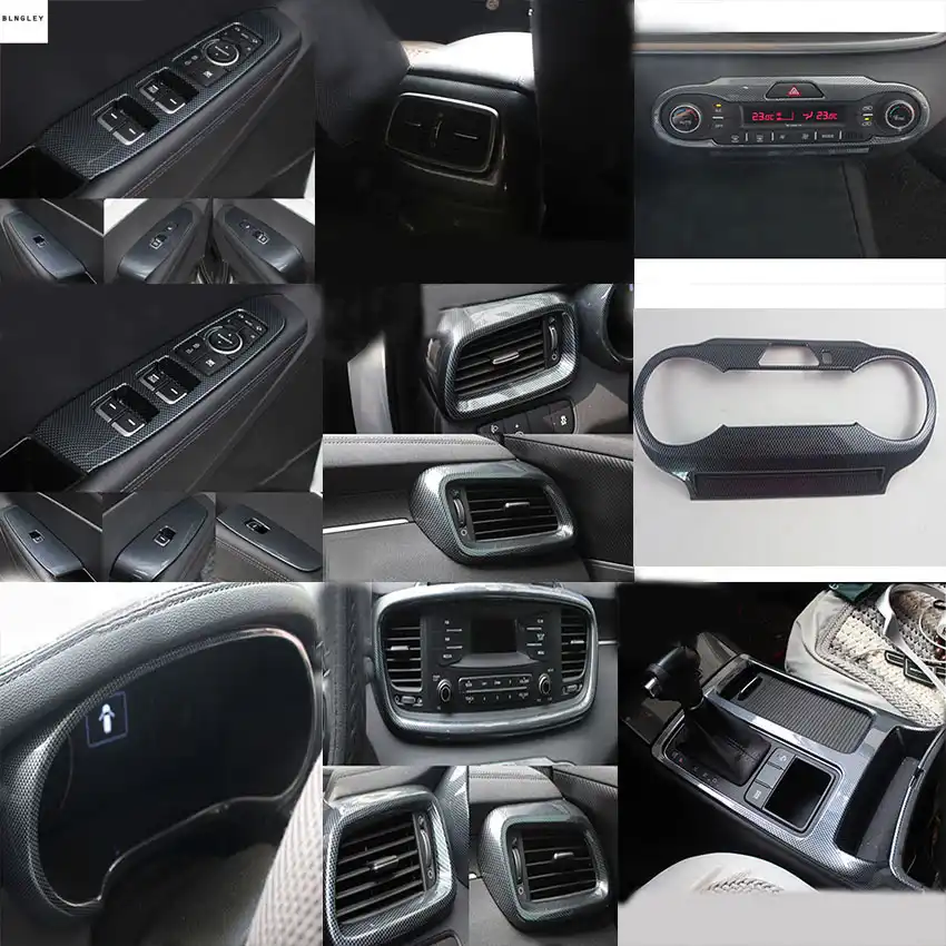 1lot Abs Carbon Fiber Grain Interior Decoration Cover For 2015 2018 Kia Sorento Car Accessories