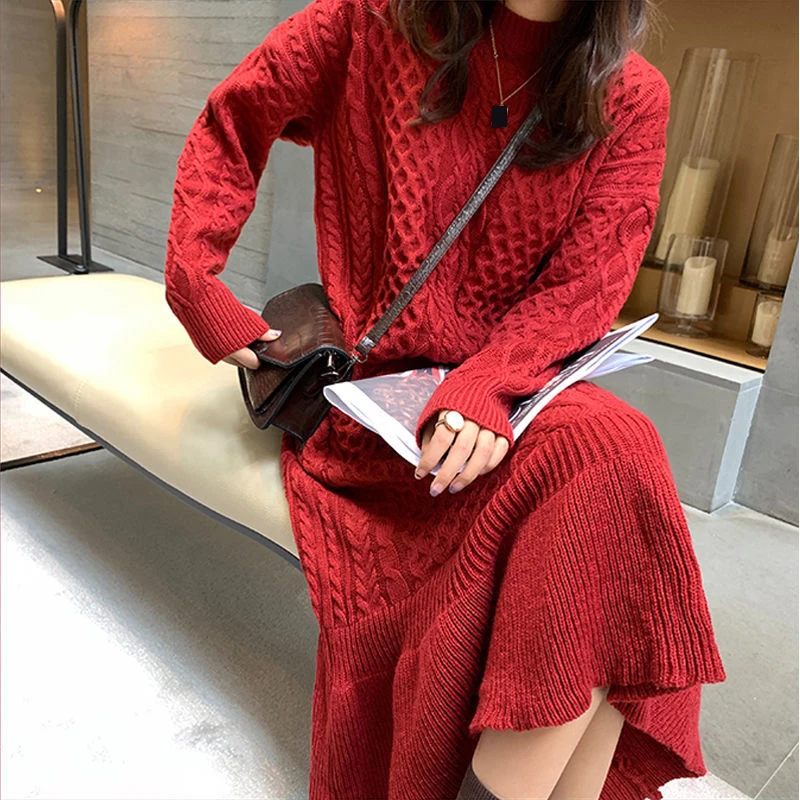 2021 New Arrivals Spring Autumn Women's Long Dress Loose Large Size Lady Knitted Sweater Christmas Red Female Pleated Vestido M2
2021 New Arrivals Spring Autumn Women's Long Dress Loose Large Size Lady Knitted Sweater Christmas Red Female Pleated Vestido M2
