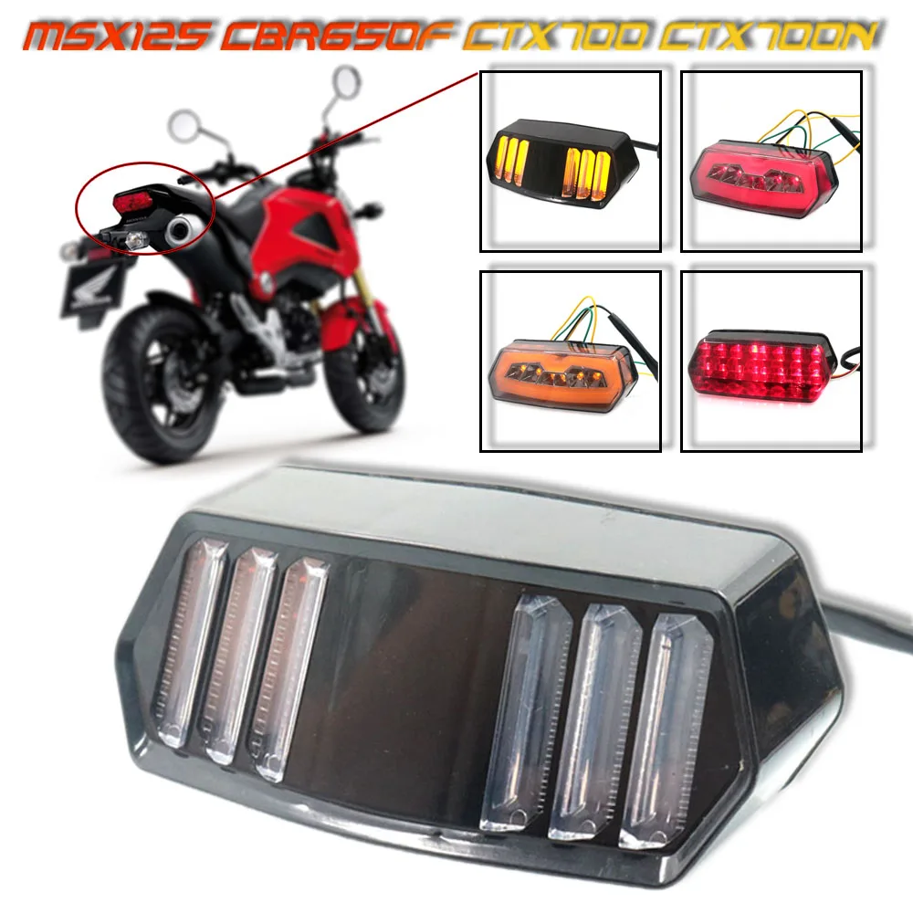 For Honda MSX125 CBR650F CTX700 CTX700N Motorcycle LED Tail Light Running Stop Brake Rear Warning Turn Signal Indicator Lamp
For Honda MSX125 CBR650F CTX700 CTX700N Motorcycle LED Tail Light Running Stop Brake Rear Warning Turn Signal Indicator Lamp