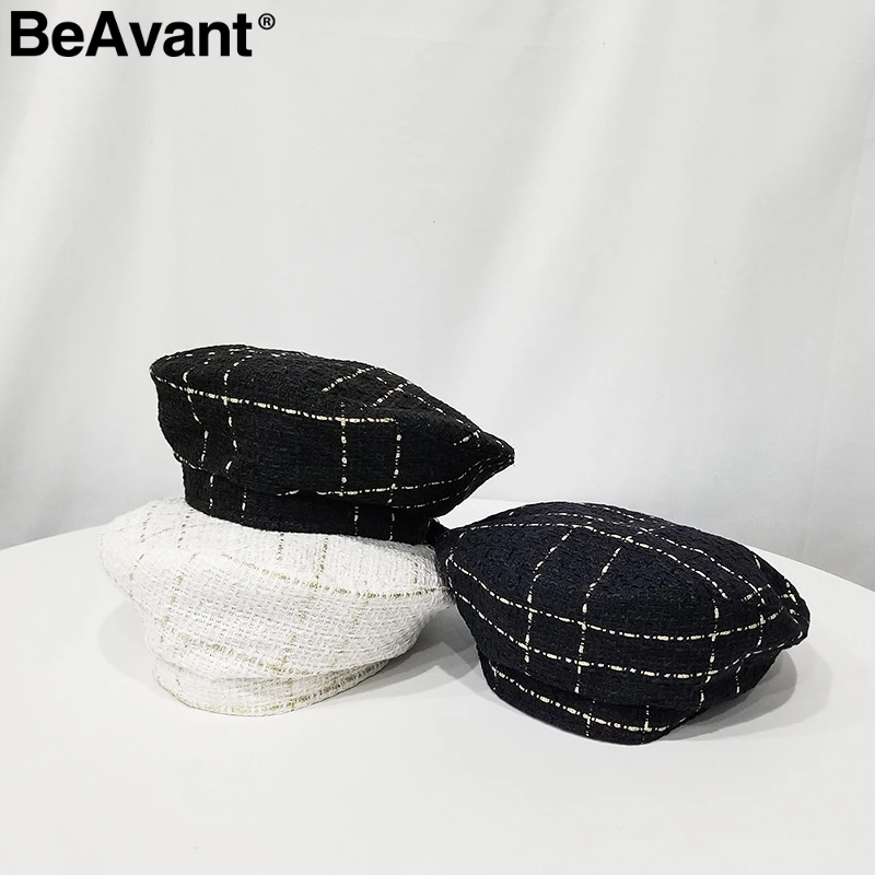 BeAvant Elegant Tweed plaid women flat beret hats Autumn winter korean fashion female hat Adjustable ladies painter hats 2019 
BeAvant Elegant Tweed plaid women flat beret hats Autumn winter korean fashion female hat Adjustable ladies painter hats 2019