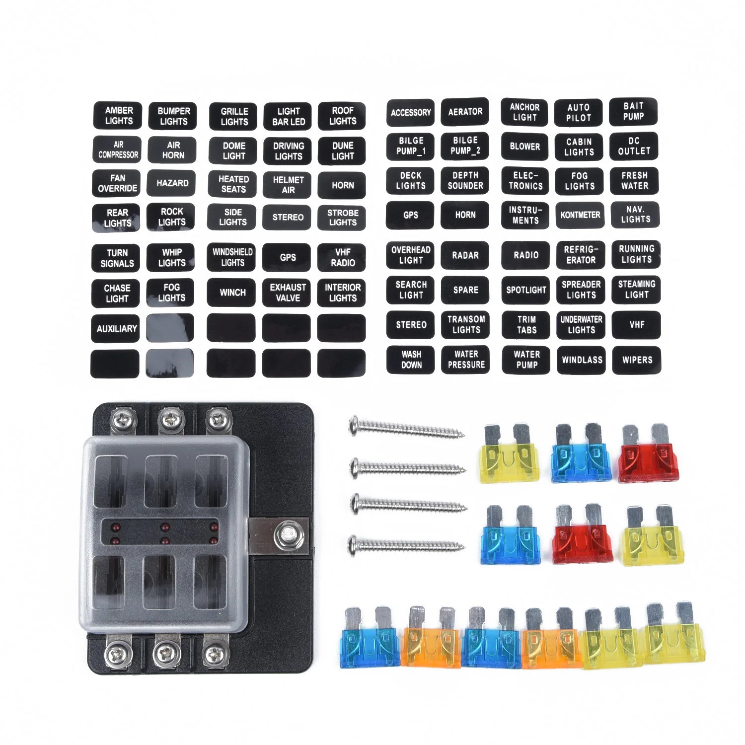 6-Way Blade Fuse Box Block Holder LED Indicator for 12V 24V Car Marine 1 input and 6 output fuse box with LED indicator
6-Way Blade Fuse Box Block Holder LED Indicator for 12V 24V Car Marine 1 input and 6 output fuse box with LED indicator