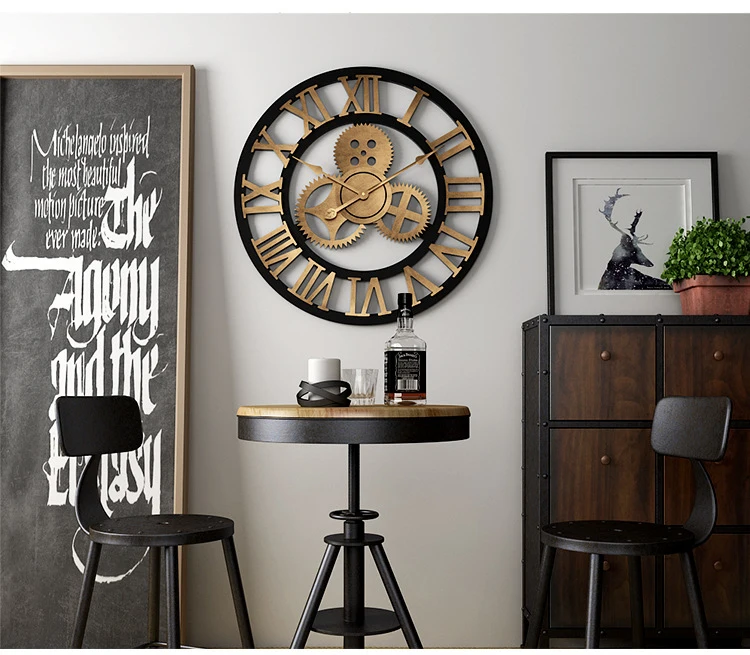 Wood Wall Clocks Home Decoration Accessories 50x50cm Big 3D Digital Clock Watch Modern Decor Living Room Office Hanging Horologe (2)