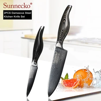 SUNNECKO Premium 6'' Chef 3.5'' Paring Knife Damascus Japanese VG10 Steel Blade Wood Handle Meat Cutter 2PCS Kitchen Knives Set
SUNNECKO Premium 6'' Chef 3.5'' Paring Knife Damascus Japanese VG10 Steel Blade Wood Handle Meat Cutter 2PCS Kitchen Knives Set