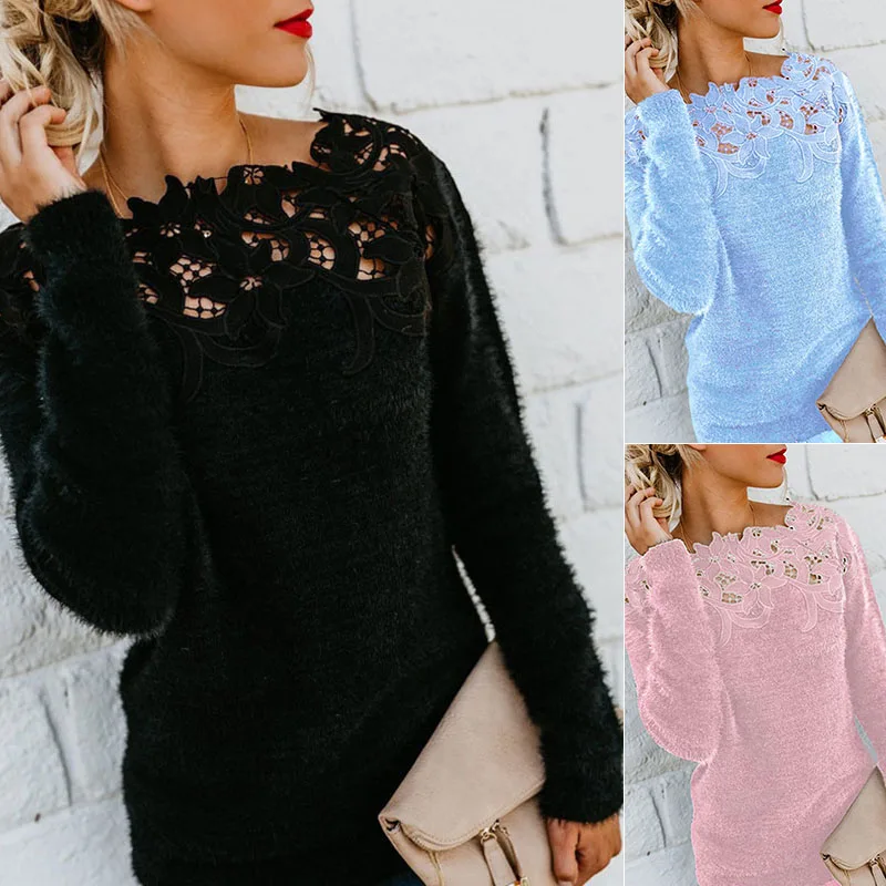 Sexy Black Lace Women Hollow Sweaters Long Sleeve Pullover Tops Sweater Ladies O Neck Jumper Hollow Out Knitwear Plus Size
Sexy Black Lace Women Hollow Sweaters Long Sleeve Pullover Tops Sweater Ladies O Neck Jumper Hollow Out Knitwear Plus Size