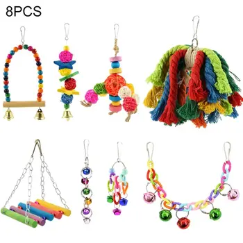 8Pcs Bird Parrot Toys Hanging Bell Cage Hammock Rope Swing Chew Rattan Balls 517E
8Pcs Bird Parrot Toys Hanging Bell Cage Hammock Rope Swing Chew Rattan Balls 517E