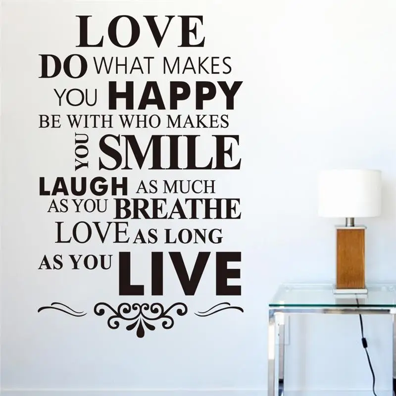 

Love Happy Smile Live Inspirational Quotes Wall Sticker For Office Living Room Home Decoration Pvc Mural Art Decal Pvc Poster