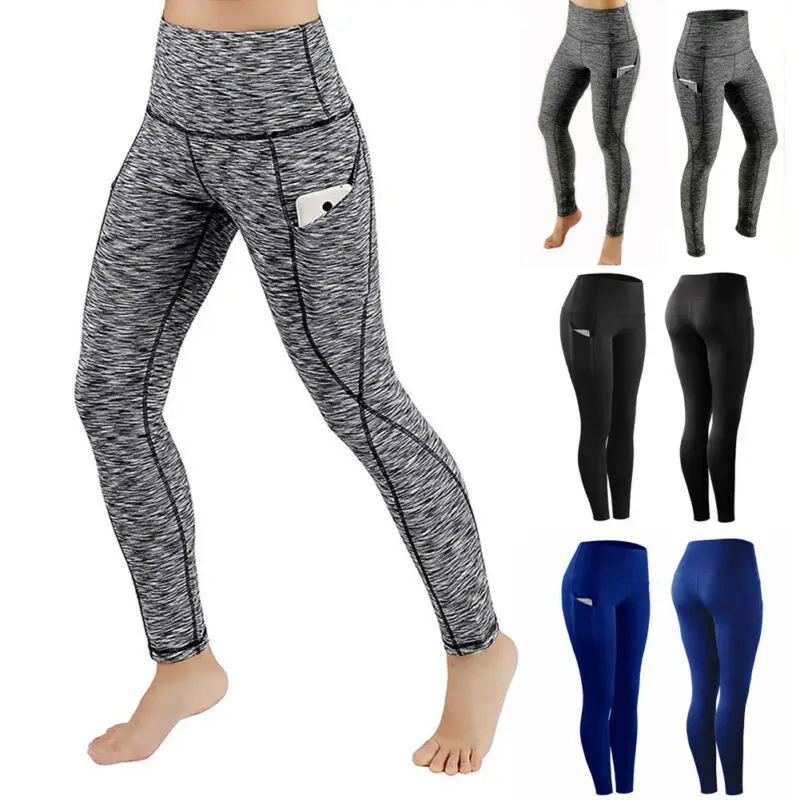 Женские штаны для фитнеса спорта тренировок атлетики с карманами Леггинсы йоги