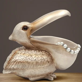 

PELICAN CREATIVE ORNAMENT HOME DECORATON RESIN BIRD STATUE LIVING ROOM TABLE PIECE KEY BOX