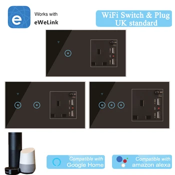 Alexa Compatible UK WiFi Switch Socket 2 USB Port eWelink APP Control 1 2 3 Gang Glass Panel Smart Switch IFTTT Support
Alexa Compatible UK WiFi Switch Socket 2 USB Port eWelink APP Control 1 2 3 Gang Glass Panel Smart Switch IFTTT Support