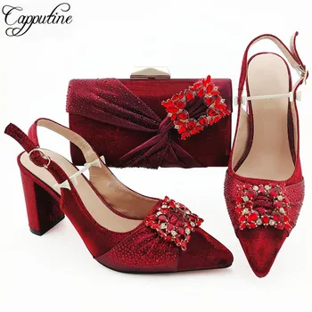 Hot sale wine poinnted toe design lady shoes and handbag sets for wedding/party QSL011 heel height 9cm
Hot sale wine poinnted toe design lady shoes and handbag sets for wedding/party QSL011 heel height 9cm