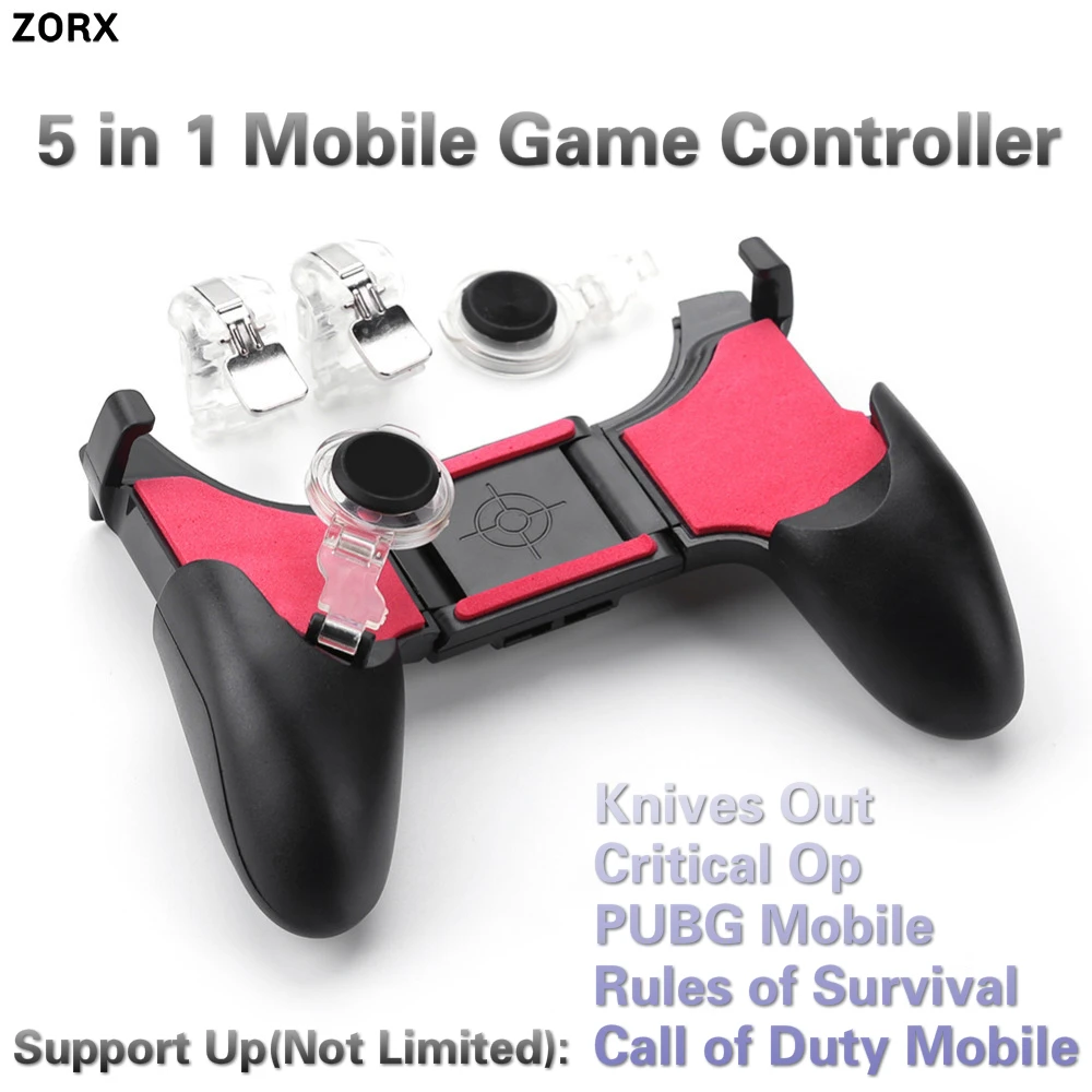 5 in 1 PUBG COD Moible Controller Gamepad Free Fire L1 R1 Triggers Pad Grip L1R1 Joystick for Call of Duty Game iPhone Android
5 in 1 PUBG COD Moible Controller Gamepad Free Fire L1 R1 Triggers Pad Grip L1R1 Joystick for Call of Duty Game iPhone Android