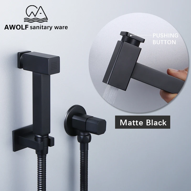 Hand Held Toilet Bidet Sprayer Solid Brass Douche Kit With Pushign Button Square Shattaf Shower Set Matte Black AP2202
Hand Held Toilet Bidet Sprayer Solid Brass Douche Kit With Pushign Button Square Shattaf Shower Set Matte Black AP2202