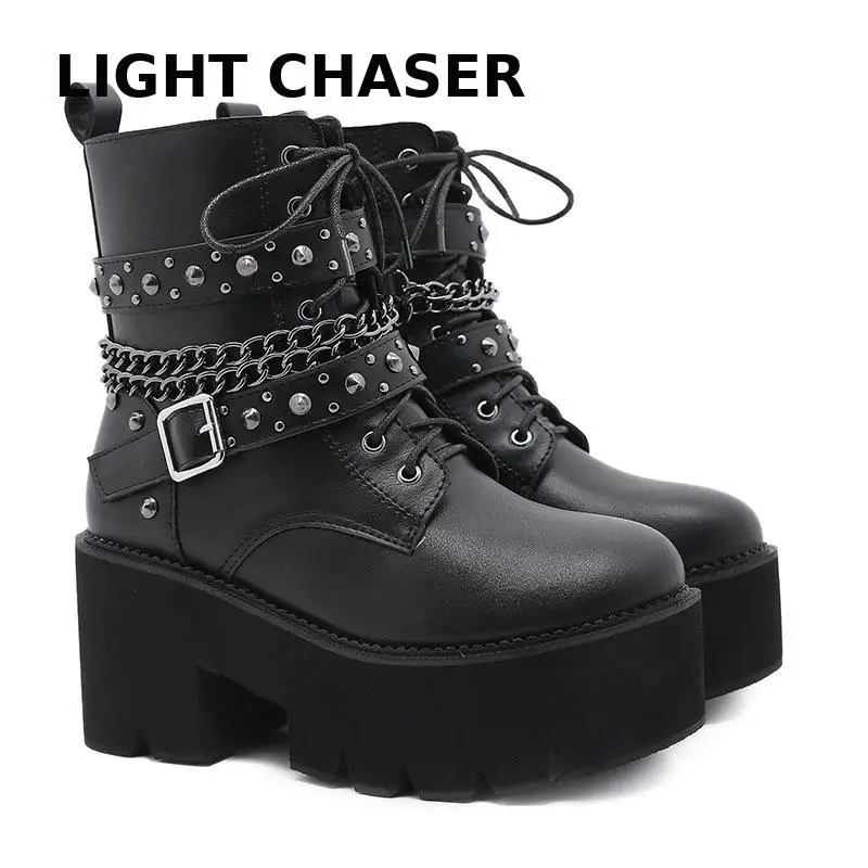 2022 Winter New Thick-soled Boots Women's Side Zipper And Nail Chain Nightclub Hot Style Women's Boots Fashion High-heeled Boots
2022 Winter New Thick-soled Boots Women's Side Zipper And Nail Chain Nightclub Hot Style Women's Boots Fashion High-heeled Boots