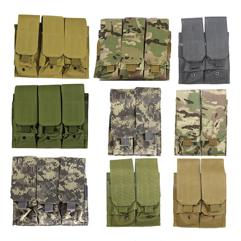 Тройная/двойная нейлоновая сумка для магазина 5 56 мм AR15 M4 Molle с зажимом хранения