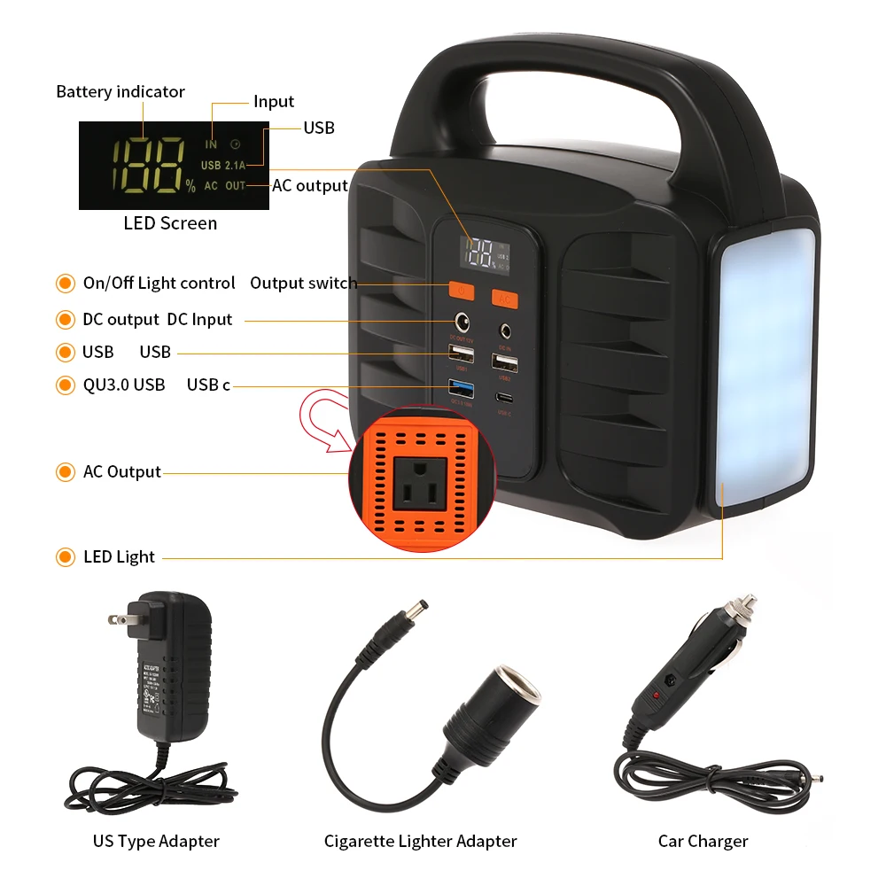 Portable Generator Power Supply Station 155Wh Emergency Backup Lithium Battery Charged by Solar Panel With USB EU/US Type
Portable Generator Power Supply Station 155Wh Emergency Backup Lithium Battery Charged by Solar Panel With USB EU/US Type