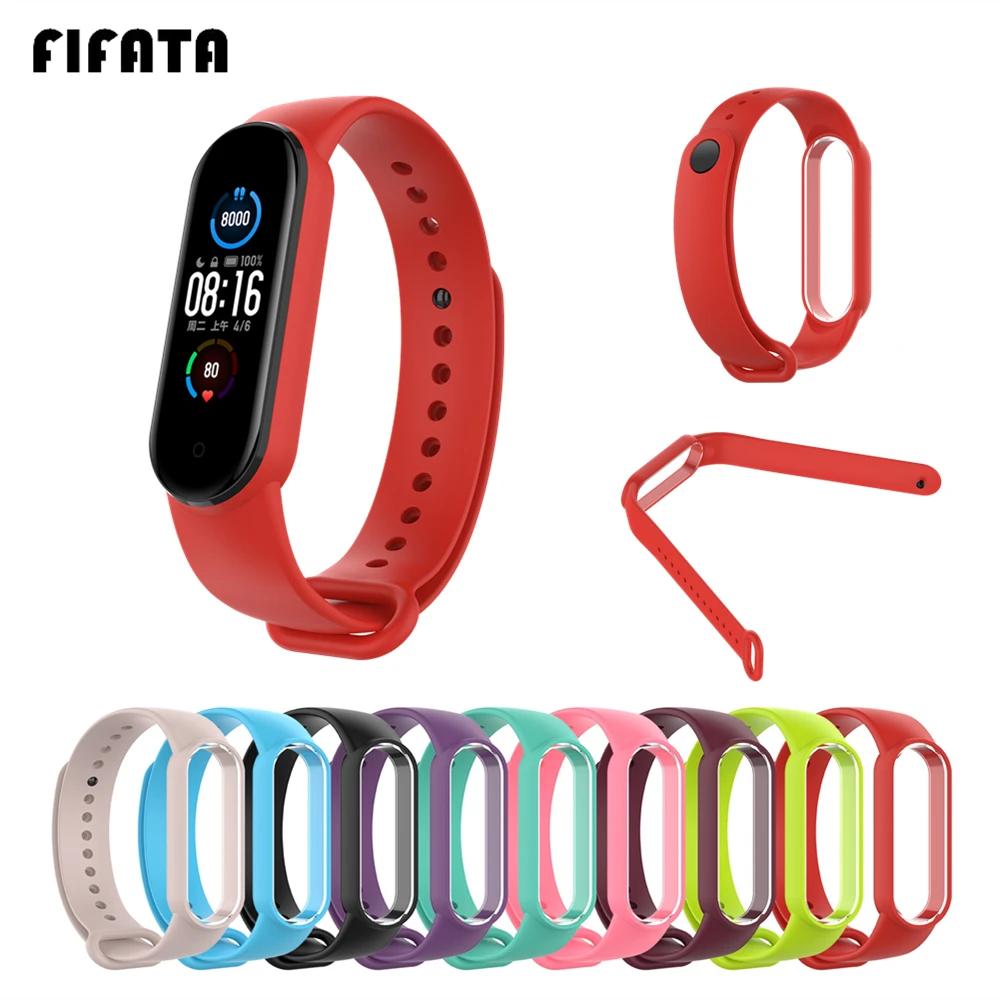 Мягкий спортивный ремешок для Xiaomi Mi Band 5 сменные силиконовые ремешки браслет NFC на
