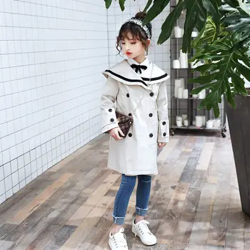 2020 Spring Fall New Arrival Korean Style Cotton Pure Color Long Double Breasted Jacket Windbreak Coats for Fashion Baby Girls 
2020 Spring Fall New Arrival Korean Style Cotton Pure Color Long Double Breasted Jacket Windbreak Coats for Fashion Baby Girls